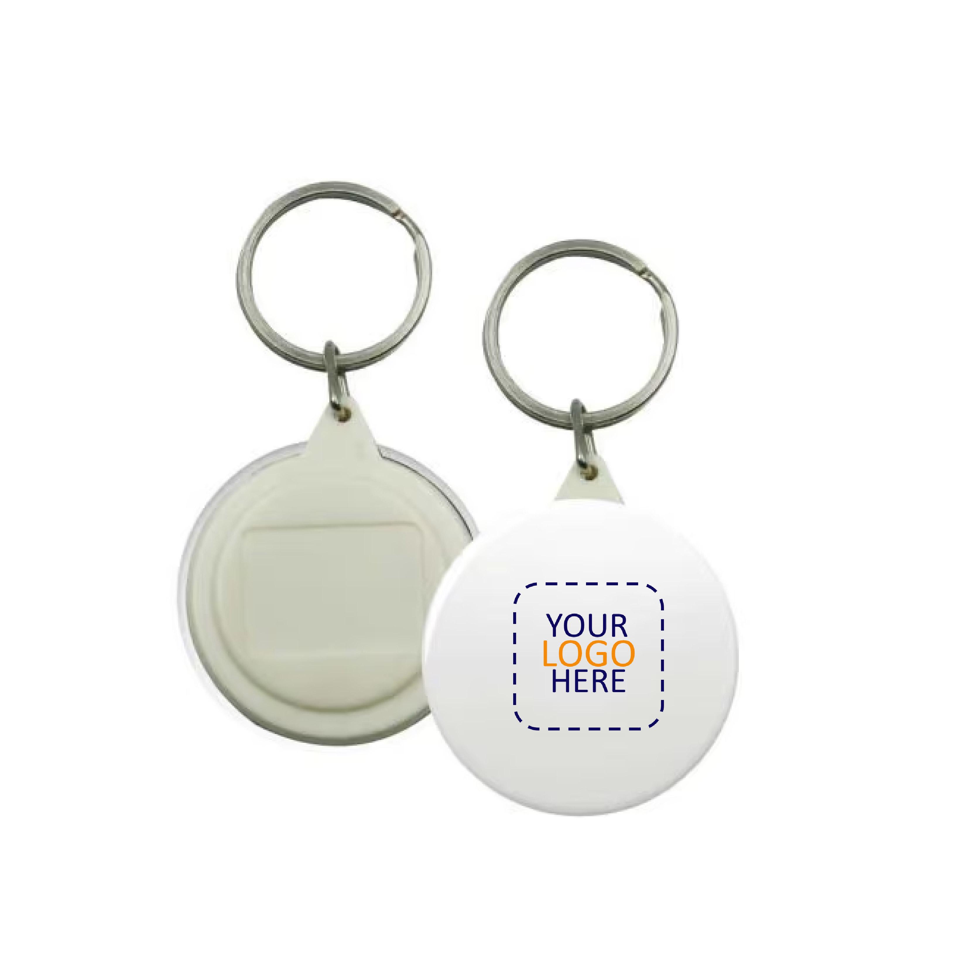 Plastic Button Badges with Keychain Attachment